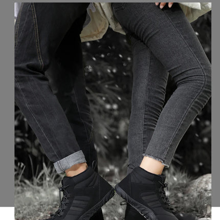 Zapatos impermeables de invierno para hombre y mujer, botas de nieve de algodón, cálidas, forradas de piel, Unisex, para caminar, senderismo y al aire libre