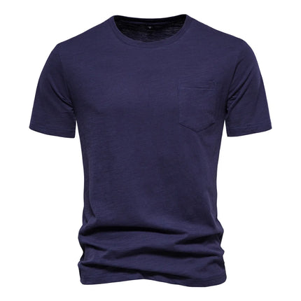 Camiseta 100% de algodón para hombre, camisetas finas informales suaves para Fitness, ropa para el hogar para hombre, camiseta sólida de manga corta con cuello redondo para hombre