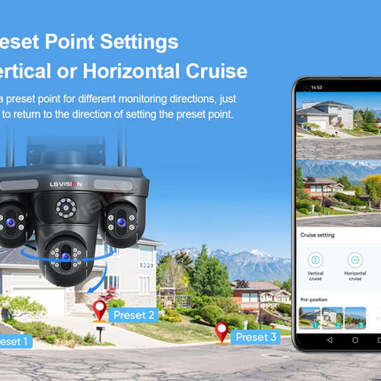 Cámara de tres pantallas WIFI 15MP 6K Monitor de tres lentes visión nocturna protección de seguridad 3 lentes PTZ videovigilancia