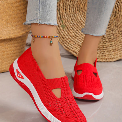 Zapatos de mujer, zapatillas transpirables de Color sólido, zapatillas informales de verano para mujer, zapatos informales de punto bajos, zapatos para mamá