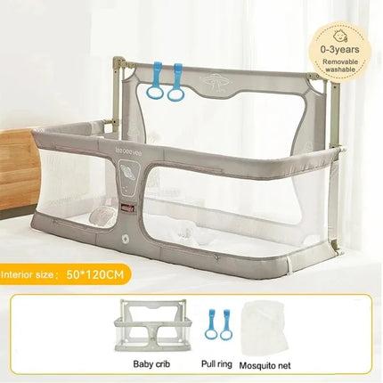 Cama de cuna plegable de doble uso para niños pequeños, cuna para dormir, barandilla para bebé, protección de seguridad, cunas de cabecera fáciles de instalar