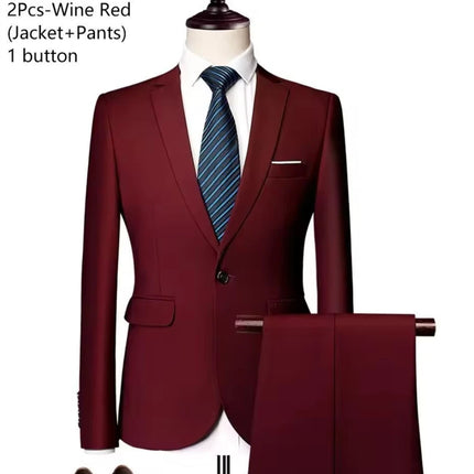 Trajes para hombre elegante boda 2 piezas conjunto chaquetas pantalones Blazers traje Formal ajustado moda negocios clásico 2025 disfraz
