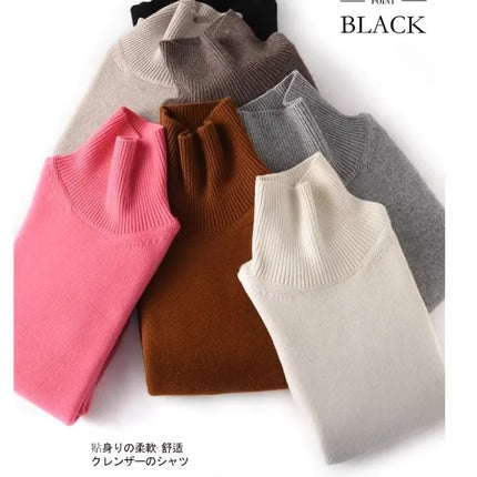 Otoño e Invierno nuevo 100% suéter de cachemira pura suéter de cuello alto grueso para mujer suéter de punto suelto