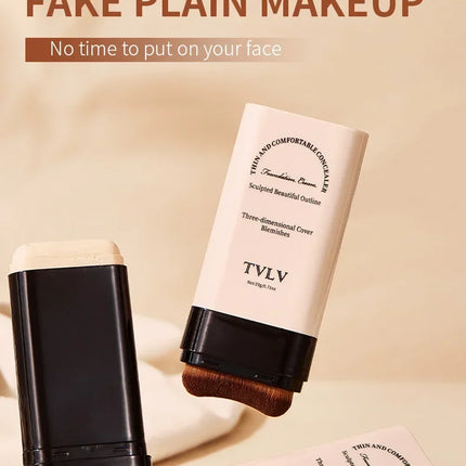 TVLV borrador base maquillaje en barra 20g, con pincel para iluminar la piel base líquida, corrector de maquillaje duradero
