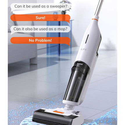 ILIFE W90 Robot de fregona de lavado inteligente inalámbrico para limpieza en seco y húmedo, succión de 5500Pa, autolimpieza de 1 minuto, tanque de agua doble grande