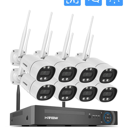 H.view 8CH 5mp cámara inalámbrica Wifi sistema de seguridad cámara CCTV Kit de videovigilancia NVR interior exterior Audio bidireccional Xmeye