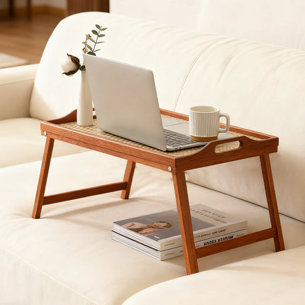 Bandeja de cama plegable de madera ergonómica con soporte para tableta, escritorio multiusos para pacientes de recuperación/sofá cama de oficina 19,7x11,8