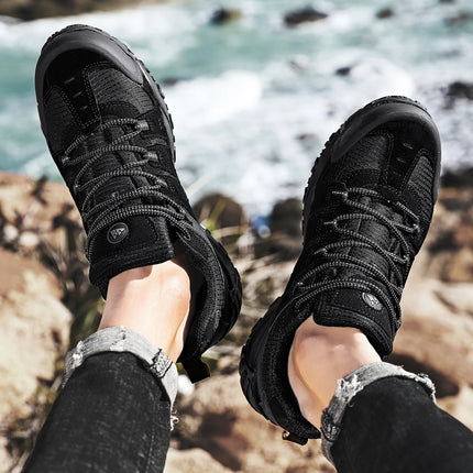 Zapatos de senderismo HIKEUP para hombre, zapatos de exterior de piel de ante, zapatillas tácticas resistentes al desgaste para senderismo, caminar y cazar