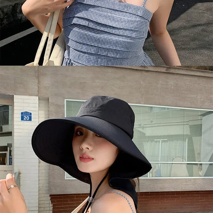 Sombrero de cubo para el sol al aire libre para mujeres y niñas, sombrero de pesca, sombrero de cubo de ala ancha con cubierta para el cuello, gorra de Safari con protección UPF 50+