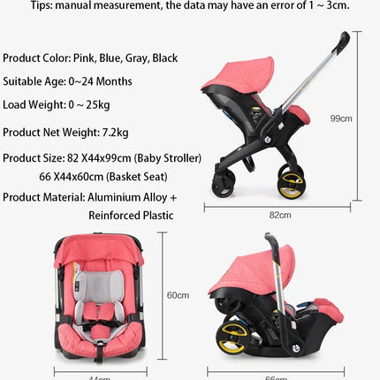 Cochecito de bebé 4 en 1, asiento de coche para cochecitos recién nacidos, carrito de seguridad, carro ligero y plegable