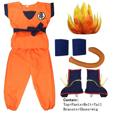 Disfraces de Anime Son Goku para niños, ropa de entrenamiento Krillin, trajes de superhéroe con peluca Super Saiyan, disfraz de fiesta de cómic Con