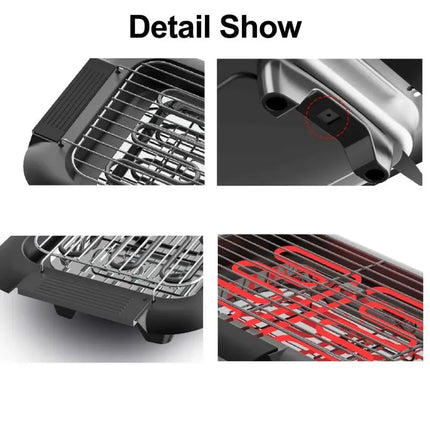 Parrilla eléctrica para barbacoa, parrilla para el hogar, parrilla portátil sin humo para barbacoa, sartén antiadherente para carne a la parrilla, utensilios de cocina