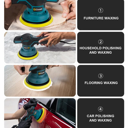 Gismis-pulidor de coche inalámbrico con pantalla Digital de 8 engranajes, pulidor eléctrico, máquina pulidora de encerado para coche, Pin de batería Makita de 18V