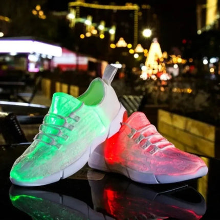 Zapatillas luminosas de primavera para niños, zapatos de luz LED para hombres, mujeres y niñas, zapatos de fibra óptica con recarga USB para niños y adultos