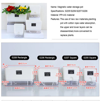 Nuevo Maceta de planta de autorriego, maceta de cuerda de algodón autoabsorbente de plástico magnético para maceta perezosa de dos pisos, suministros de jardín