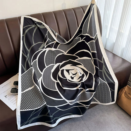 Bufanda cuadrada de 90x90Cm, sensación de sarga de seda, chales y chales para la cabeza para mujer, pañuelos para el cuello con estampado de árbol para el cabello de lujo, Hijab, Bandana Pashmina