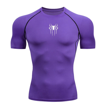 Camiseta de compresión de manga corta para hombre, ropa deportiva para correr, gimnasio, elástica, de secado rápido, 2024