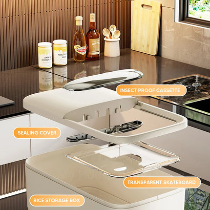 10KG Rice Storage Box Home with Lid Insect Proof Moisture Proof Rice Box Grain Sealed Jar Kitchen Container Storing Dry Grain