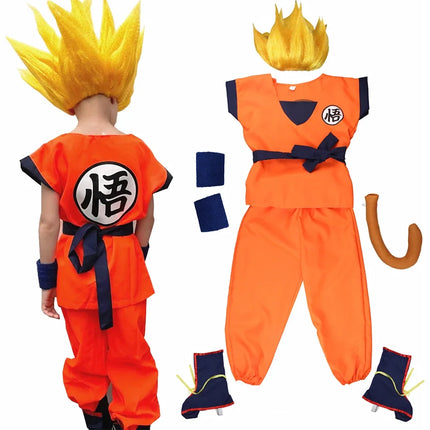 Disfraces de Anime Son Goku para niños, ropa de entrenamiento Krillin, trajes de superhéroe con peluca Super Saiyan, disfraz de fiesta de cómic Con