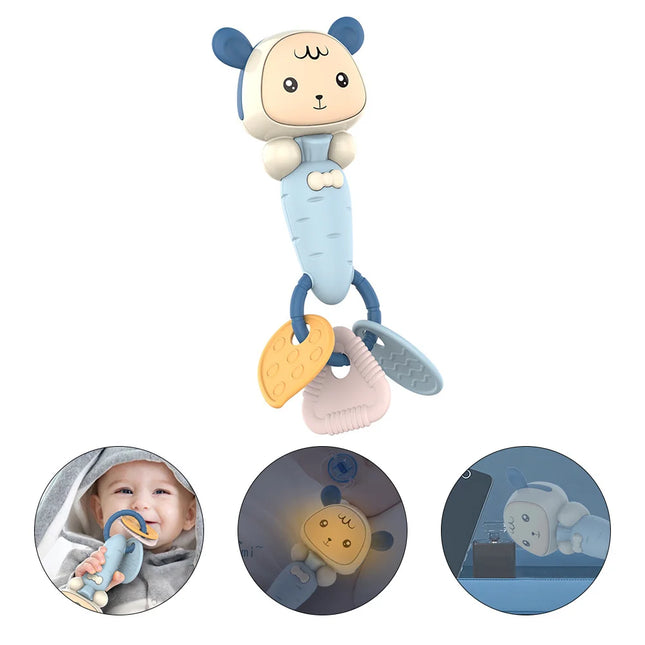 Mordedor para bebé, palo Molar azul con doble textura, sonajero para aliviar el dolor, accesorio educativo sensorial, ojo de mano para niño pequeño, 1 Uds.