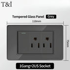 1Gang-2US / Glass Grey