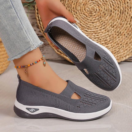 Zapatos de mujer, zapatillas transpirables de Color sólido, zapatillas informales de verano para mujer, zapatos informales de punto bajos, zapatos para mamá