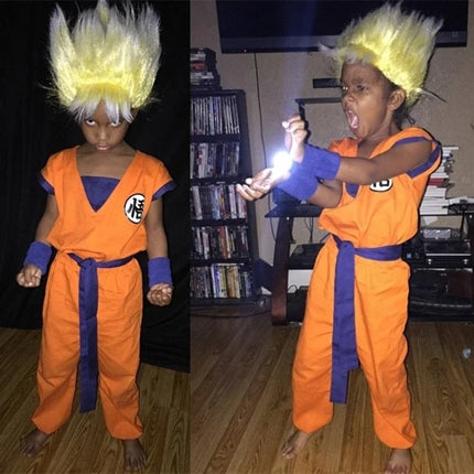 Disfraces de Anime Son Goku para niños, ropa de entrenamiento Krillin, trajes de superhéroe con peluca Super Saiyan, disfraz de fiesta de cómic Con