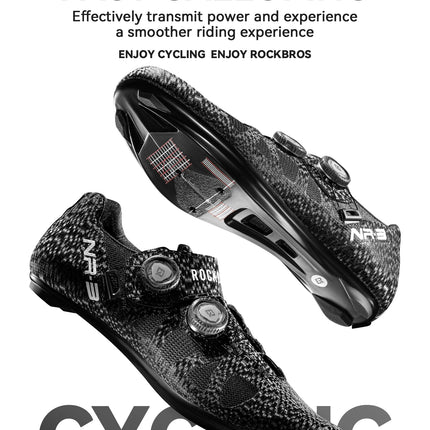 ROCKBROS Zapatos de ciclismo profesional con cierre de perilla autobloqueantes para bicicleta de carretera compatible con calas SPD calzado para ciclismo