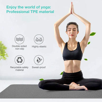 Estera de yoga, estera de ejercicios de fitness ecológica antideslizante de doble cara con correa TPE YogaMats para mujeres y hombres, para yoga, pilates, ejercicio