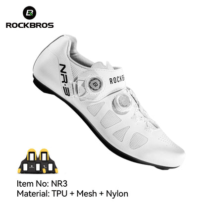 ROCKBROS Zapatos de ciclismo profesional con cierre de perilla autobloqueantes para bicicleta de carretera compatible con calas SPD calzado para ciclismo