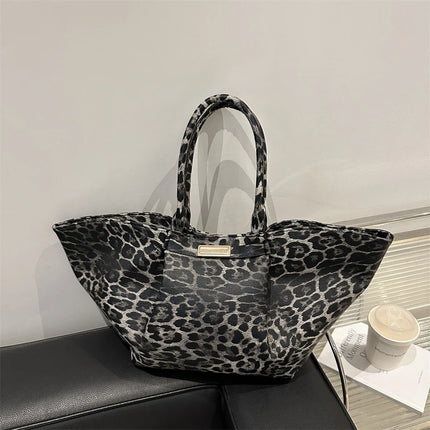 Bolso de mano con alas de leopardo para mujer, bolsa grande de hombro con axila de lujo, tendencia de gran capacidad, ocio, desplazamientos, 2025