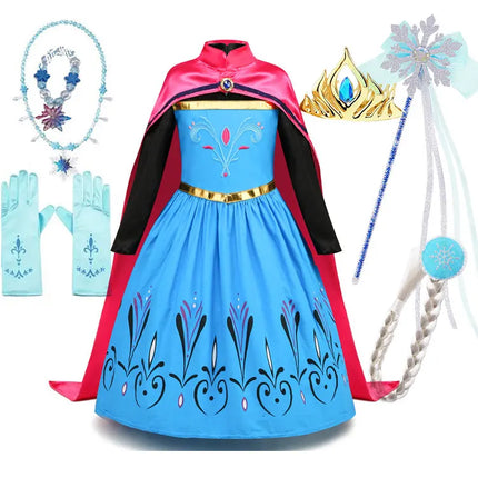 Disney niñas Reina de la nieve Elsa coronación vestido de princesa elegante ropa de fiesta niños carnaval Frozen Girl Cosplay princesa tela