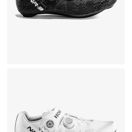 ROCKBROS Zapatos de ciclismo profesional con cierre de perilla autobloqueantes para bicicleta de carretera compatible con calas SPD calzado para ciclismo