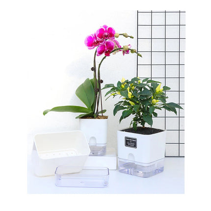 Nuevo Maceta de planta de autorriego, maceta de cuerda de algodón autoabsorbente de plástico magnético para maceta perezosa de dos pisos, suministros de jardín