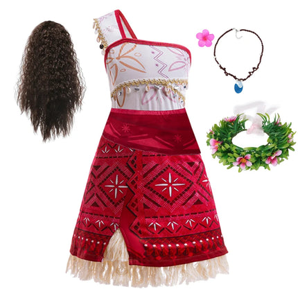 Traje para niñas, disfraz de Cosplay para niños, vestido de princesa para fiesta, vestido de playa informal de verano, conjunto de peluca y collar, vestidos de fiesta para niñas