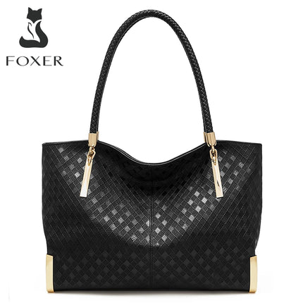 Marca FOXER, bolso de mano de cuero genuino, bolso de hombro de diseño Original de invierno para mujer, bolso de lujo de gran capacidad, bolso de mujer, regalo de Navidad