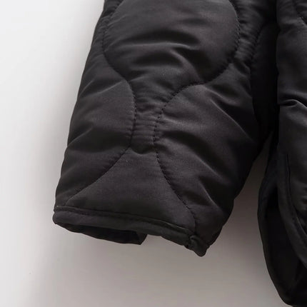 Otoño e Invierno nueva chaqueta holgada acolchada de algodón de manga larga con capucha y cordón para mujer