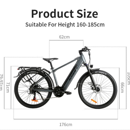 Bicicleta eléctrica con Motor de 400W, batería de litio extraíble de 48V y 15AH, bicicleta eléctrica todoterreno de montaña para adultos de 26 pulgadas y 21 velocidades