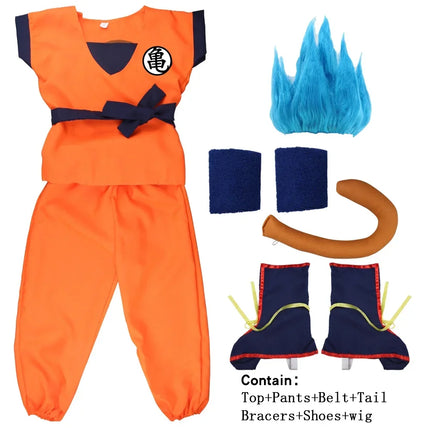 Disfraces de Anime Son Goku para niños, ropa de entrenamiento Krillin, trajes de superhéroe con peluca Super Saiyan, disfraz de fiesta de cómic Con
