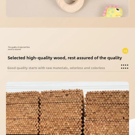 Juego de mordedor de madera para la dentición de dos piezas: conejo, erizo, elefante, pájaro, mordedores de madera de haya, sonajero de animales para bebé y juguete para masticar