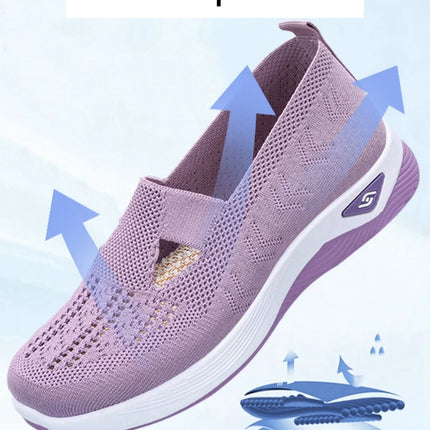 Zapatos de mujer, zapatillas transpirables de Color sólido, zapatillas informales de verano para mujer, zapatos informales de punto bajos, zapatos para mamá