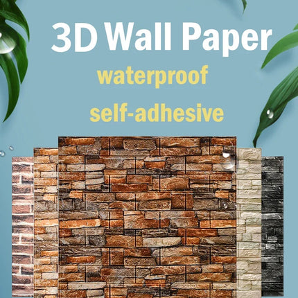 Papel Tapiz Autoadhesivo 3D – Ladrillo de Espuma Vintage, Impermeable, 70cm x 10m