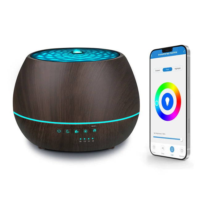 Humidificador WiFi inteligente Tuya, difusor de aceites esenciales de aromaterapia, 500mL, luz LED nocturna de 7 colores, funciona con Alexa y Google Home