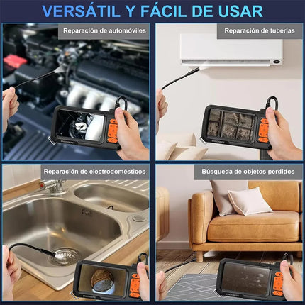 Cámara Endoscopio Industrial 1080P – Boroscopio con Pantalla IPS HD de 4.3”, Cable Semirrígido de 5 m, 8 LED Ajustables, Resistencia al Agua IP67, Ideal para Tuberías, Automoción y Uso Industrial