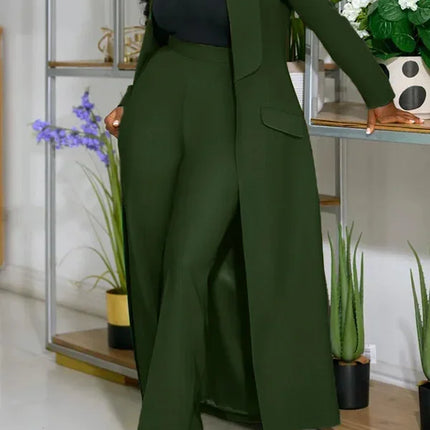 Conjunto de chaqueta larga X de manga larga para mujer, abrigo + traje de pantalón largo, ropa de calle de primavera 2025, conjunto de dos piezas, trajes de trabajo de África OL