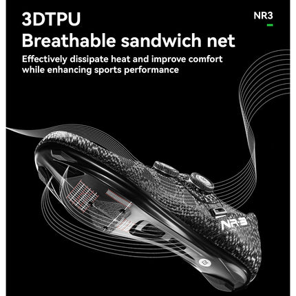 ROCKBROS Zapatos de ciclismo profesional con cierre de perilla autobloqueantes para bicicleta de carretera compatible con calas SPD calzado para ciclismo