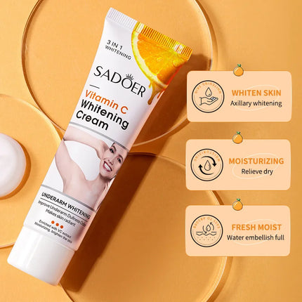 SADOER loción corporal con vitamina C, crema hidratante para el cuidado del cuerpo de las axilas, nutritiva, antisecado, cremas exfoliantes suaves y tiernas, cuidado de la piel