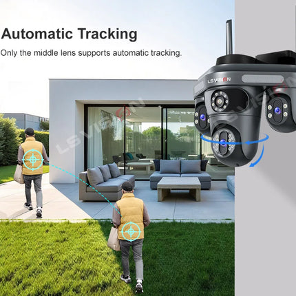 Cámara de tres pantallas WIFI 15MP 6K Monitor de tres lentes visión nocturna protección de seguridad 3 lentes PTZ videovigilancia