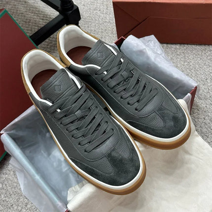 2025 nuevos zapatos de entrenamiento LP, zapatillas planas con cordones y punta redonda de cuero genuino, zapatillas blancas informales con estilo Unisex, estilo deportivo