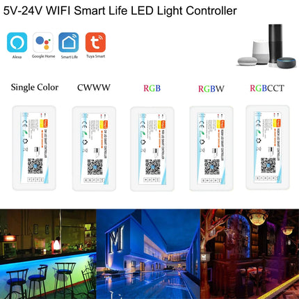 Controlador LED Tuya WiFi 12-24V – Compatible con Alexa y Google Assistant